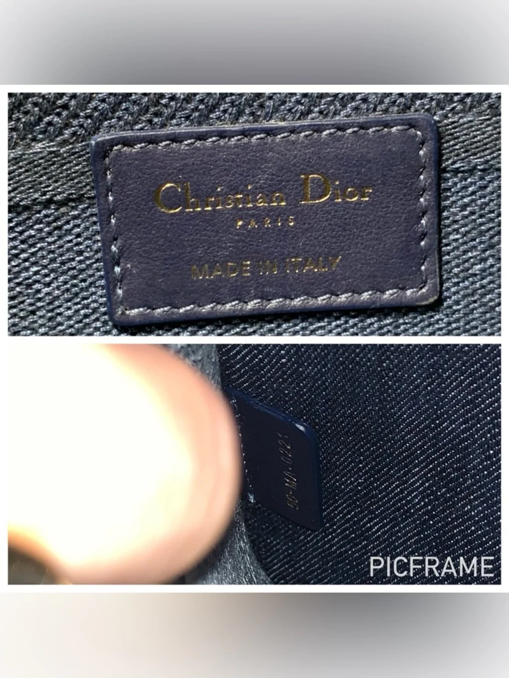 Christian Dior Lady D-Lite Floral Medium Blue Denim Bag